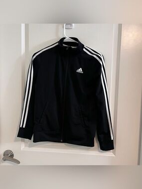 adidas women’s Black Track Jacket with White Stripes